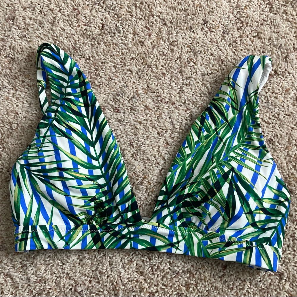 Red Carter Palm Print Bikini Top